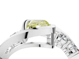 White gold Bezel Set Fancy Yellow Radiant Cut Diamond Split Shank Ring_65