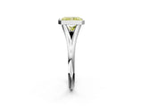 White gold Bezel Set Fancy Yellow Radiant  Cut Solitaire Ring with Tapered Band 2