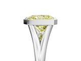 White gold Bezel Set Fancy Yellow Radiant  Cut Solitaire Ring with Tapered Band 5