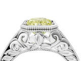 White gold Bezel Set Fancy Yellow Radiant  Diamond Milgrain Pave Engagement Ring_32