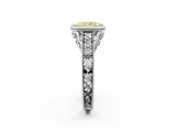 White gold Bezel Set Fancy Yellow Radiant  Diamond Milgrain Pave Engagement Ring_33