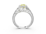 White gold Bezel Set Fancy Yellow Radiant  Diamond Milgrain Pave Engagement Ring_36