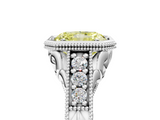 White gold Bezel Set Fancy Yellow Radiant  Diamond Milgrain Pave Engagement Ring_36