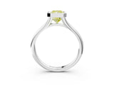 White gold Bezel Set Fancy Yellow Radiant  Solitaire Diamond Ring with Smooth Band 4