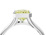 White gold Bezel Set Fancy Yellow Radiant  Solitaire Diamond Ring with Smooth Band 5