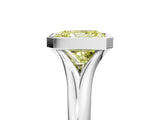 White gold Bezel Set Fancy Yellow Radiant  Solitaire Diamond Ring with Smooth Band