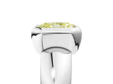White gold Bezel Set Fancy Yellow Radiant  Solitaire Ring with Wide Band