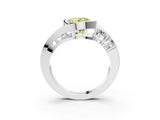 White gold Bezel Set Fancy Yellow Round Cut Diamond Split Shank Ring_15