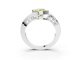 White gold Bezel Set Fancy Yellow Round Cut Diamond Split Shank Ring_3