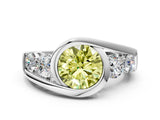 White gold Bezel Set Fancy Yellow Round Cut Diamond Split Shank Ring_30