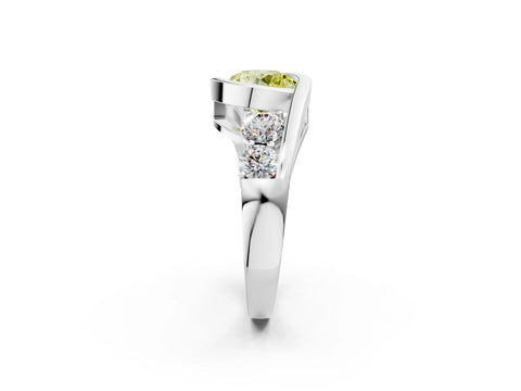 White gold Bezel Set Fancy Yellow Round Cut Diamond Split Shank Ring_38