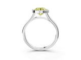 White gold Bezel Set Fancy Yellow Round  Cut Solitaire Ring with Tapered Band 4