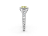 White gold Bezel Set Fancy Yellow Round  Diamond Milgrain Pave Engagement Ring_2