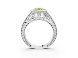 White gold Bezel Set Fancy Yellow Round  Diamond Milgrain Pave Engagement Ring_3