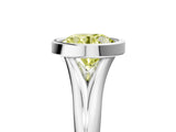 White gold Bezel Set Fancy Yellow Round  Solitaire Diamond Ring with Smooth Band