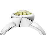 White gold Bezel Set Fancy Yellow Round  Solitaire Ring with Wide Band 4