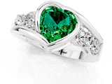 White gold Bezel Set Heart Cut Diamond Split Shank Ring_1