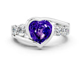 White gold Bezel Set Heart Cut Diamond Split Shank Ring