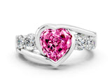 White gold Bezel Set Heart Cut Diamond Split Shank Ring