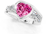 White gold Bezel Set Heart Cut Diamond Split Shank Ring_1
