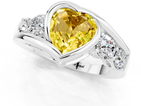 White gold Bezel Set Heart Cut Diamond Split Shank Ring_1
