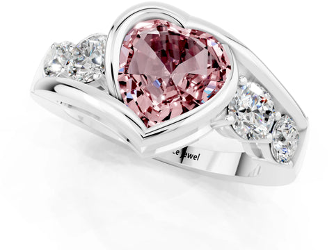 White gold Bezel Set Heart Cut Diamond Split Shank Ring_1