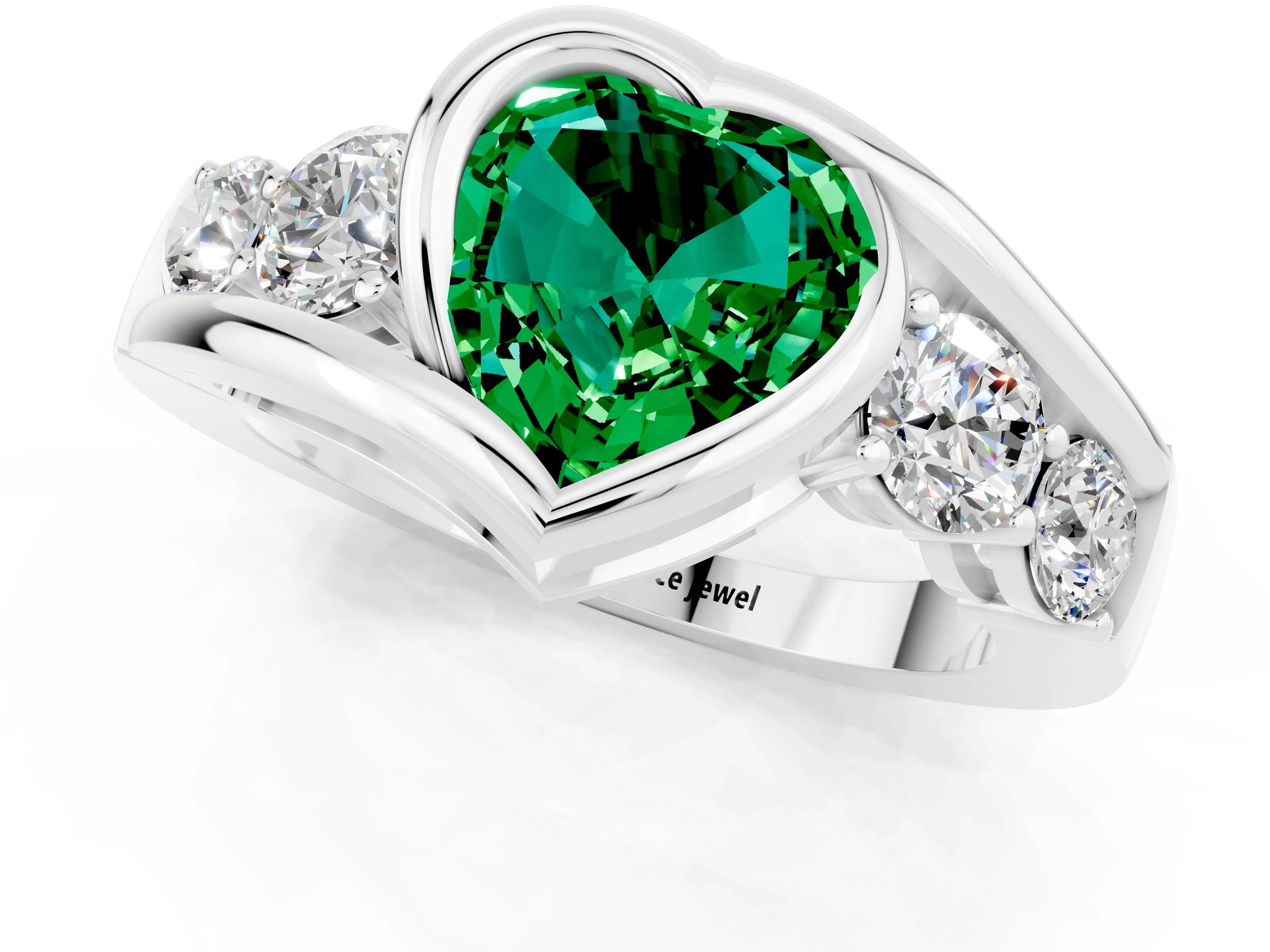 White gold Bezel Set Heart Cut Diamond Split Shank Ring_1