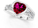 White gold Bezel Set Heart Cut Diamond Split Shank Ring_1