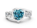 White gold Bezel Set Heart Cut Diamond Split Shank Ring