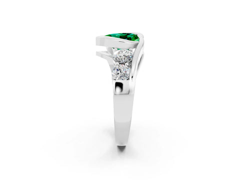 White gold Bezel Set Heart Cut Diamond Split Shank Ring_2