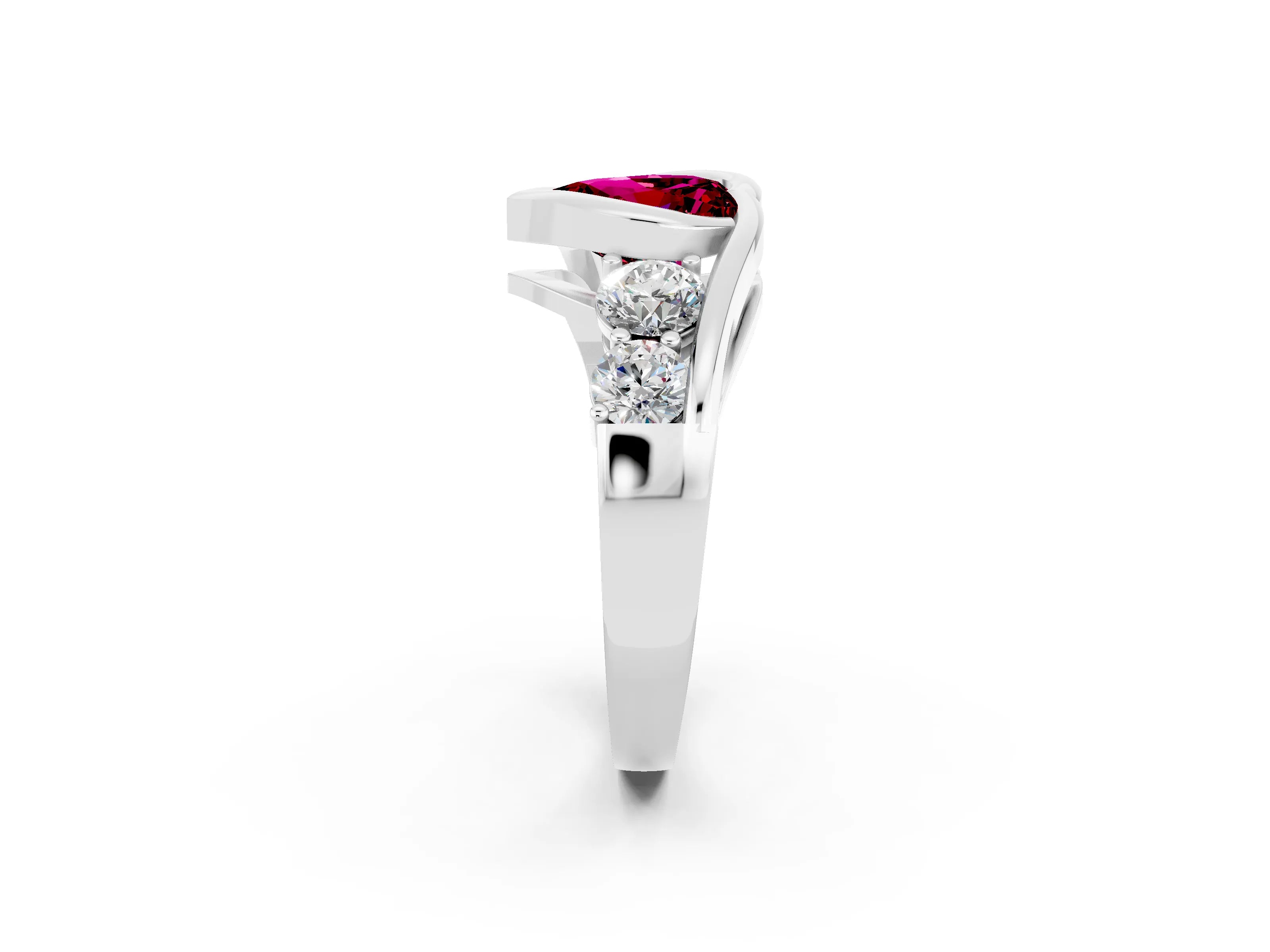 White gold Bezel Set Heart Cut Diamond Split Shank Ring_2