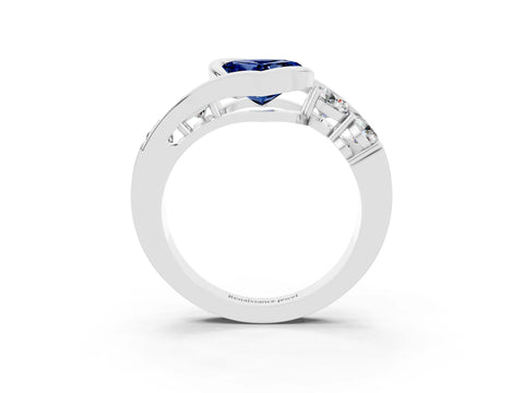 White gold Bezel Set Heart Cut Diamond Split Shank Ring_3