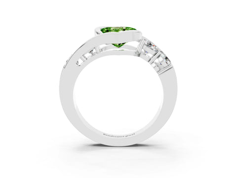 White gold Bezel Set Heart Cut Diamond Split Shank Ring_3