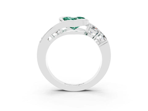White gold Bezel Set Heart Cut Diamond Split Shank Ring_3