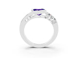 White gold Bezel Set Heart Cut Diamond Split Shank Ring_3