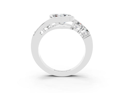 White gold Bezel Set Heart Cut Diamond Split Shank Ring_3