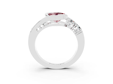 White gold Bezel Set Heart Cut Diamond Split Shank Ring_3