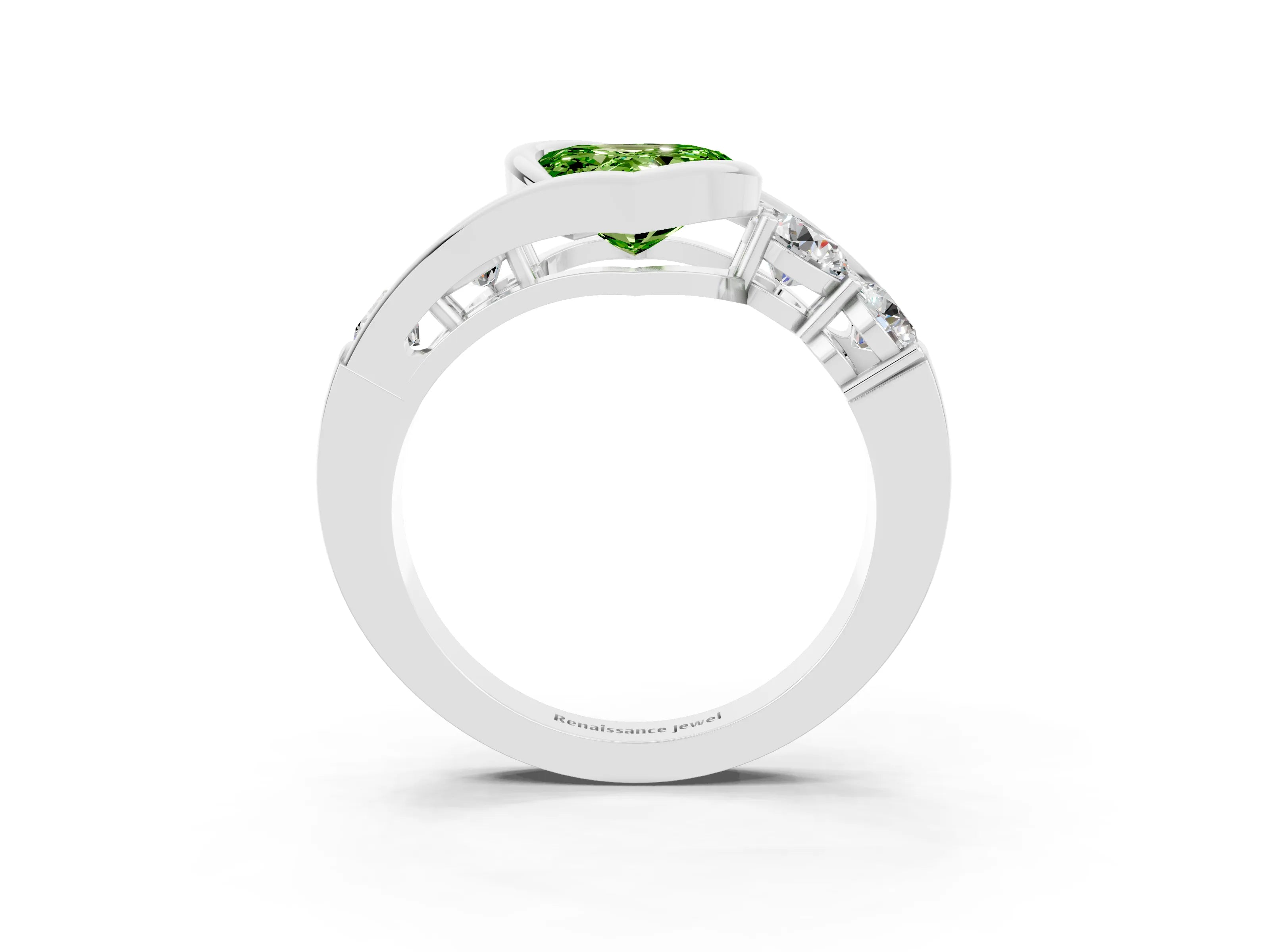 White gold Bezel Set Heart Cut Diamond Split Shank Ring_3