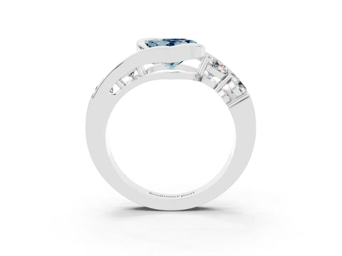 White gold Bezel Set Heart Cut Diamond Split Shank Ring_3