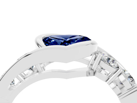 White gold Bezel Set Heart Cut Diamond Split Shank Ring_4