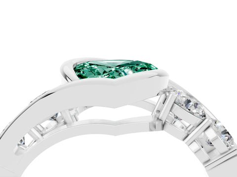 White gold Bezel Set Heart Cut Diamond Split Shank Ring_4