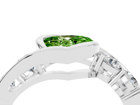 White gold Bezel Set Heart Cut Diamond Split Shank Ring_4