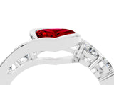 White gold Bezel Set Heart Cut Diamond Split Shank Ring_4