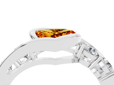 White gold Bezel Set Heart Cut Diamond Split Shank Ring_4