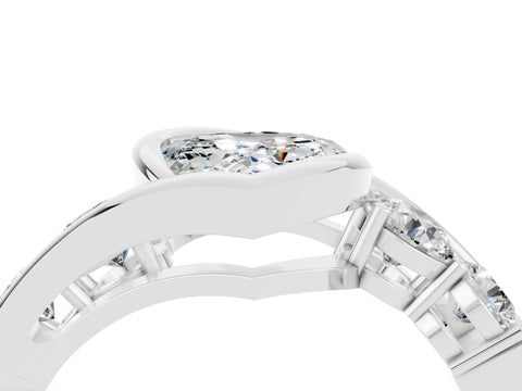 White gold Bezel Set Heart Cut Diamond Split Shank Ring_4
