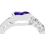 White gold Bezel Set Heart Cut Diamond Split Shank Ring_4