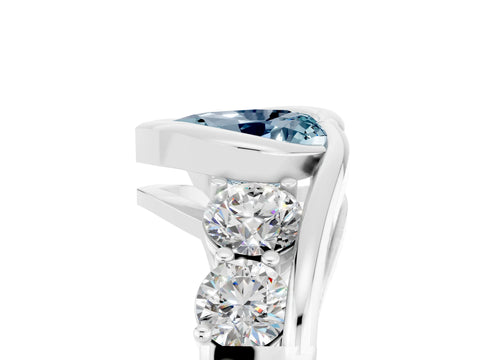 White gold Bezel Set Heart Cut Diamond Split Shank Ring_5