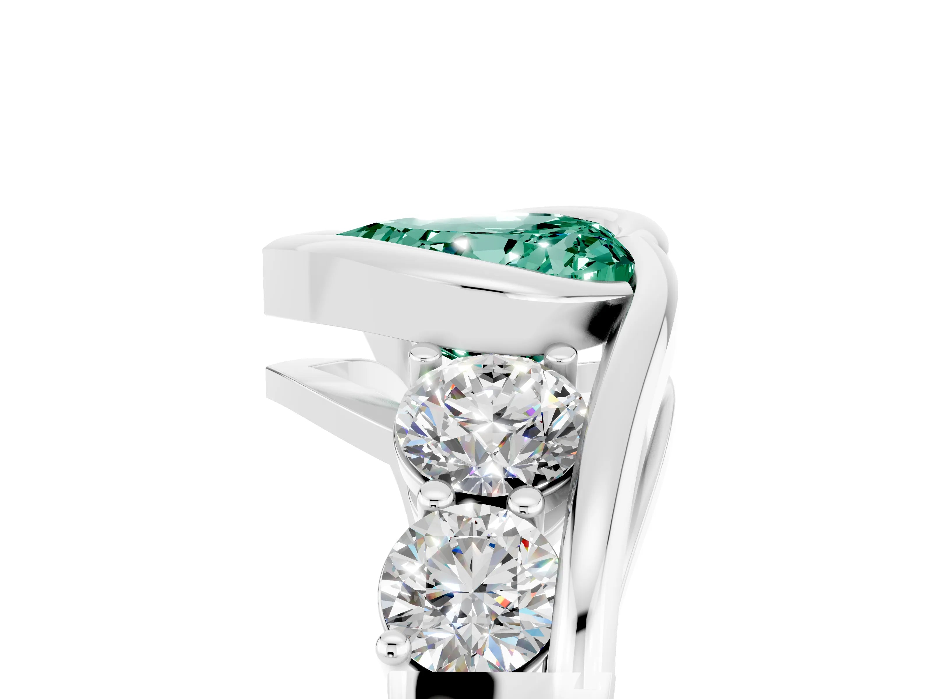 White gold Bezel Set Heart Cut Diamond Split Shank Ring_5