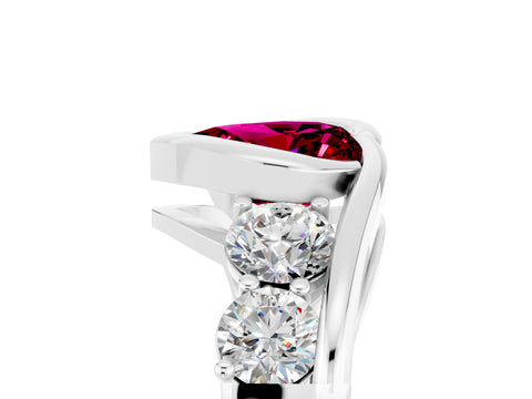 White gold Bezel Set Heart Cut Diamond Split Shank Ring_5
