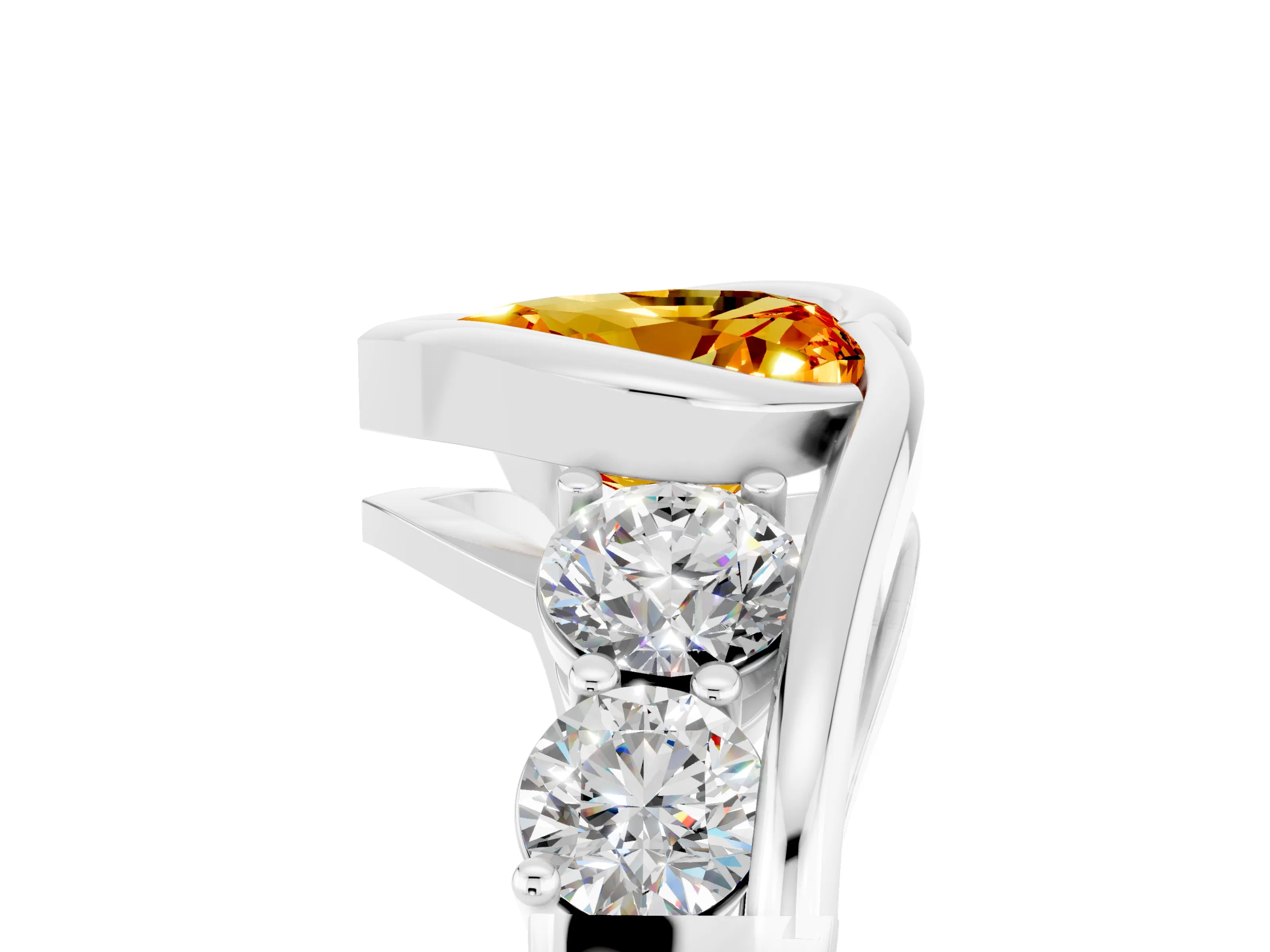 White gold Bezel Set Heart Cut Diamond Split Shank Ring_5